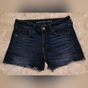 American Eagle Outfitters Women's Dark Blue Denim Shortie Shorts